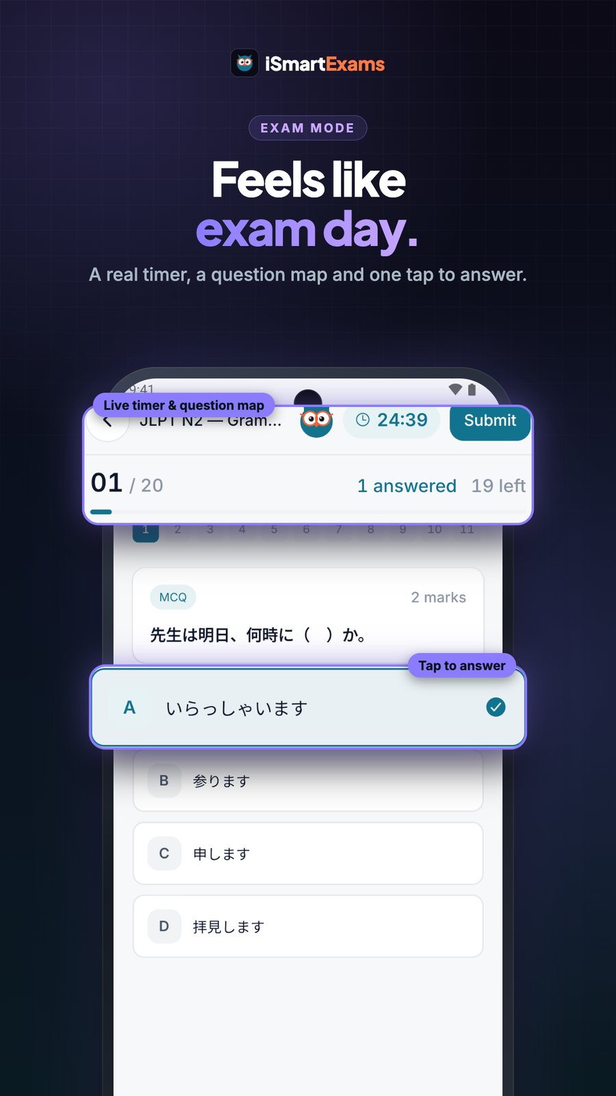IELTS-style question in exam mode