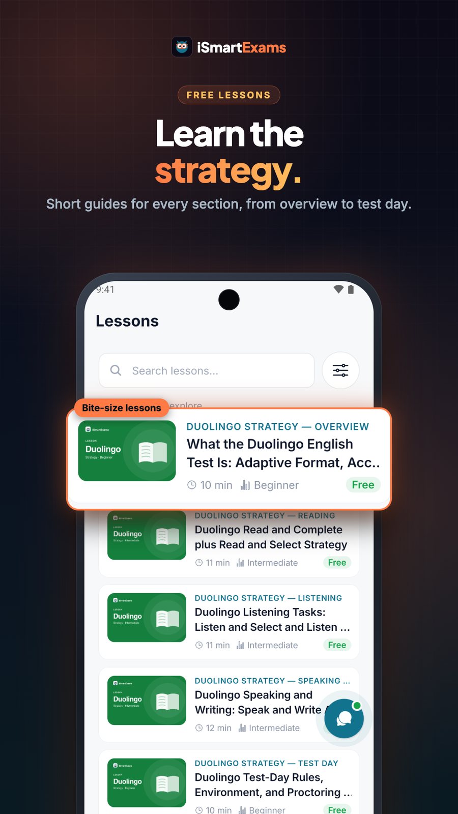 iSmartExams lessons screen