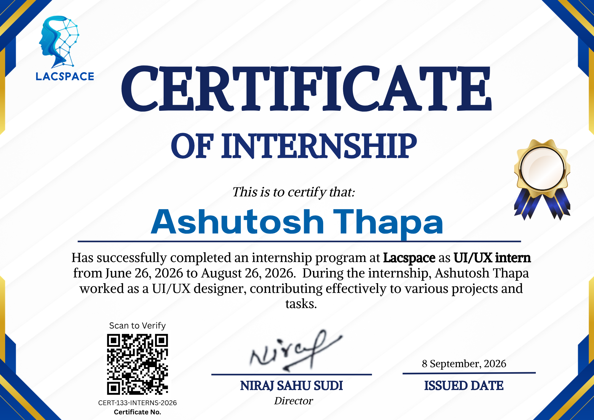 Image of Completion of UI/UX Internship Program