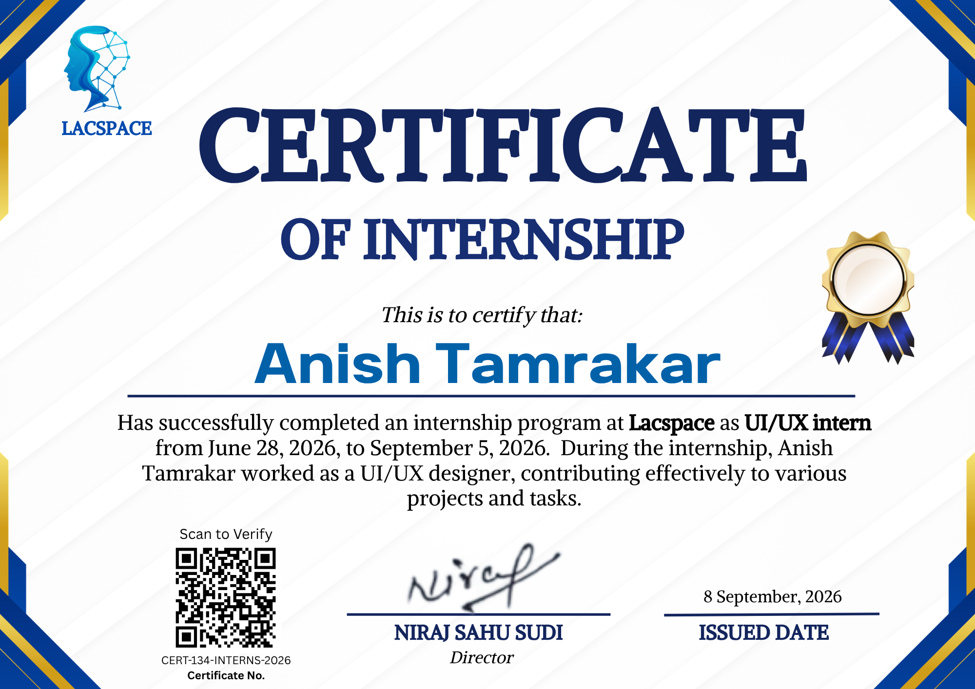 Image of Completion of UI/UX Internship Program