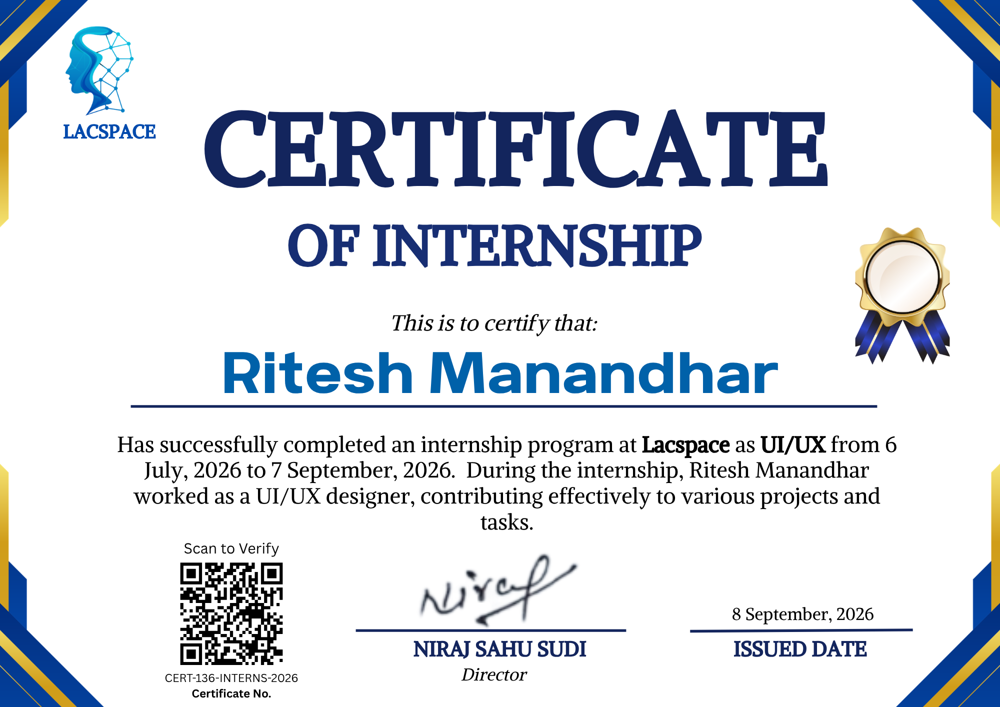 Image of Completion of UI/UX Internship Program