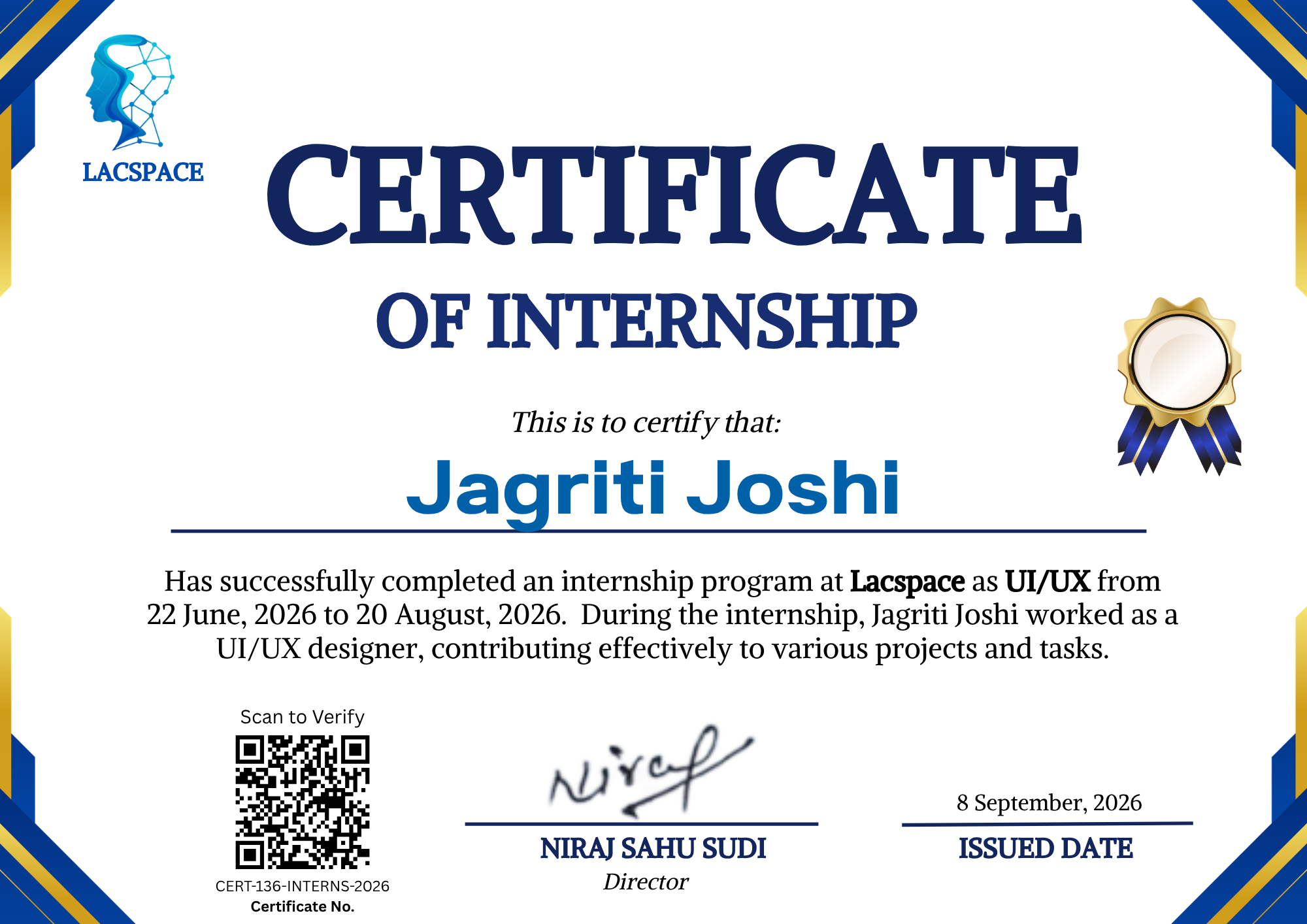 Image of Completion of UI/UX Internship Program