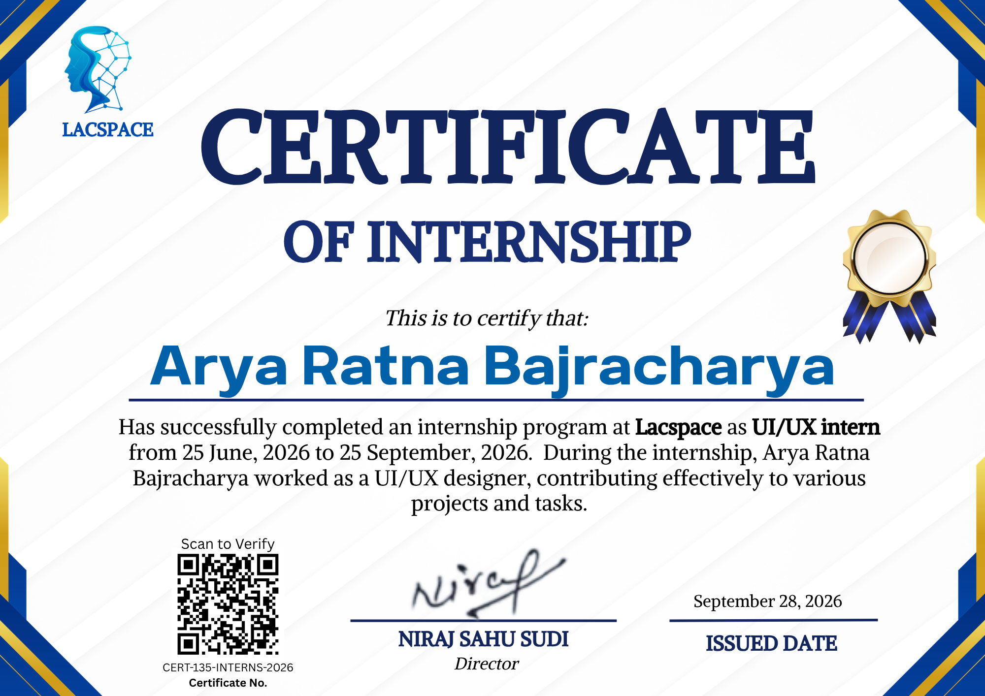 Image of Completion of UI/UX Internship Program