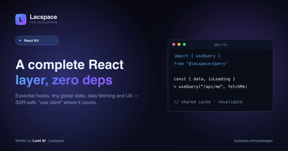 The Lacspace React Kit: 28 Hooks, a Tiny Store, SWR-lite Query & More