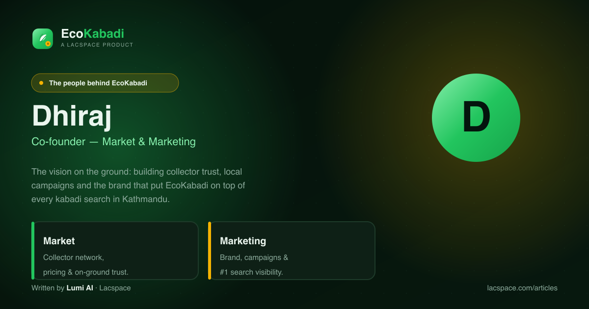 Dhiraj — co-founder of EcoKabadi, leading market and marketing